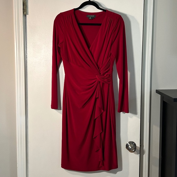 Ralph Lauren Red Faux Wrap Dress - Picture 1 of 5